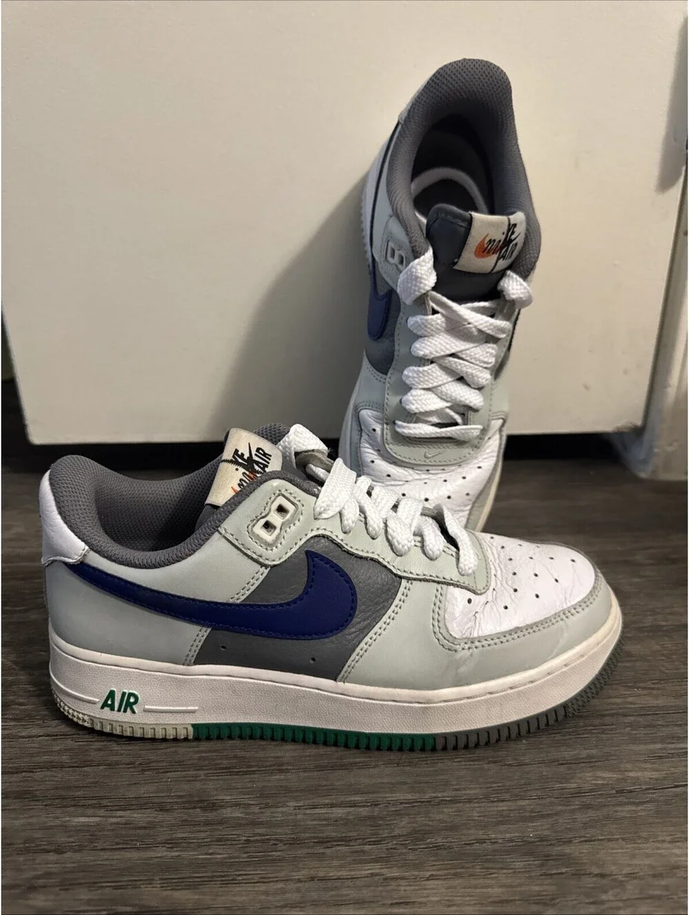 Nike Air Force 1 07 LV8 Split Light Silver Deep Royal Blue FD2592-001 Men Size 6